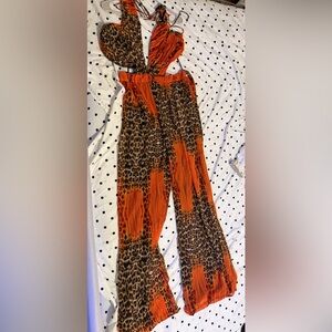 Leopard Print Wide-Leg Pants